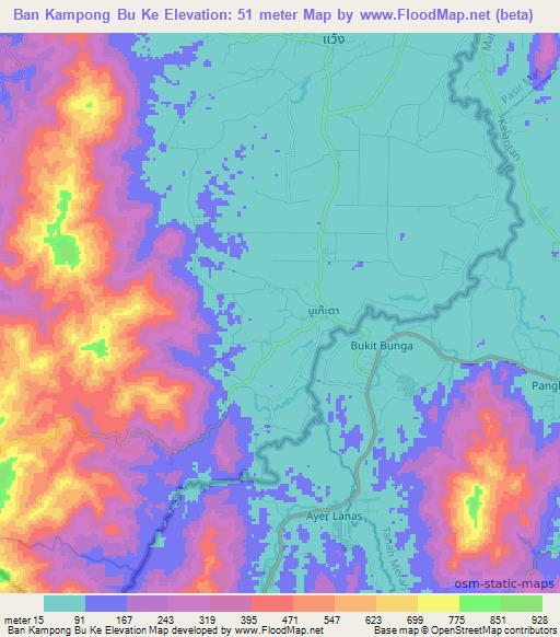 Ban Kampong Bu Ke,Thailand Elevation Map