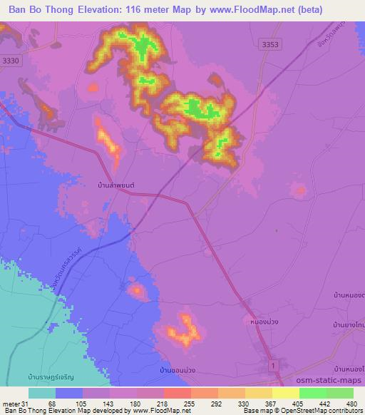 Ban Bo Thong,Thailand Elevation Map