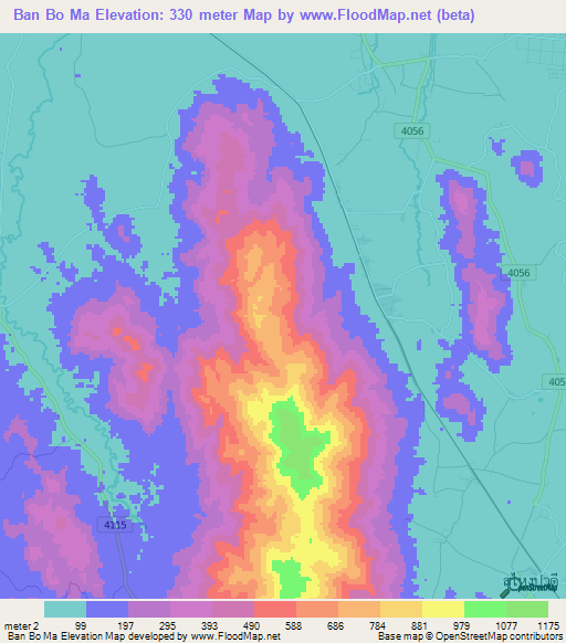 Ban Bo Ma,Thailand Elevation Map