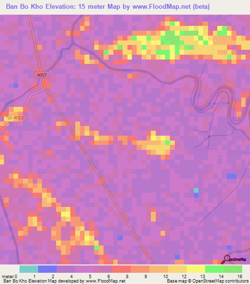 Ban Bo Kho,Thailand Elevation Map