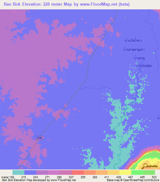 Ban Bok,Thailand Elevation Map