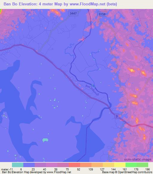 Ban Bo,Thailand Elevation Map