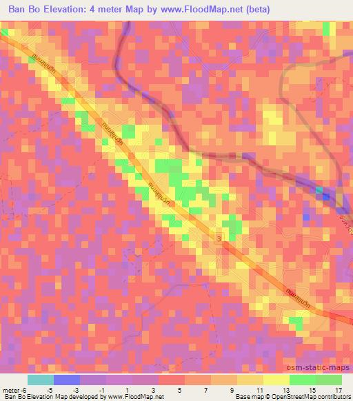 Ban Bo,Thailand Elevation Map