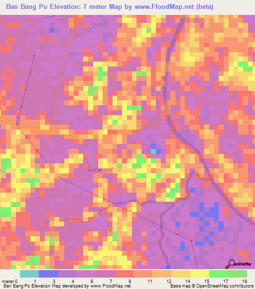 Ban Bang Po,Thailand Elevation Map