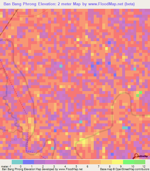 Ban Bang Phrong,Thailand Elevation Map