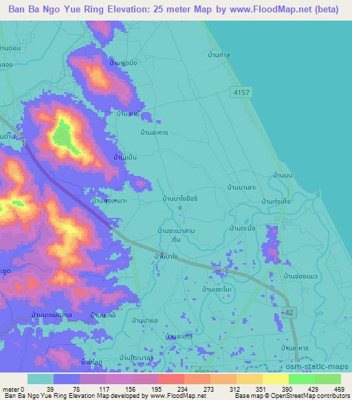 Ban Ba Ngo Yue Ring,Thailand Elevation Map