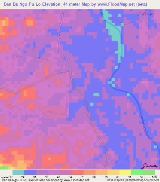 Ban Ba Ngo Pu Lo,Thailand Elevation Map