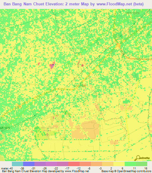 Ban Bang Nam Chuet,Thailand Elevation Map