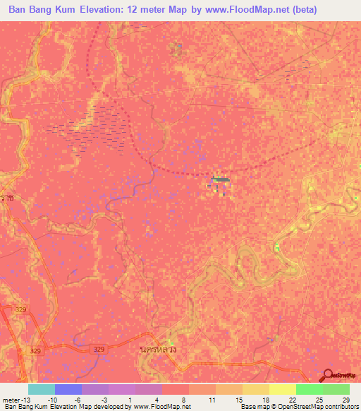 Ban Bang Kum,Thailand Elevation Map