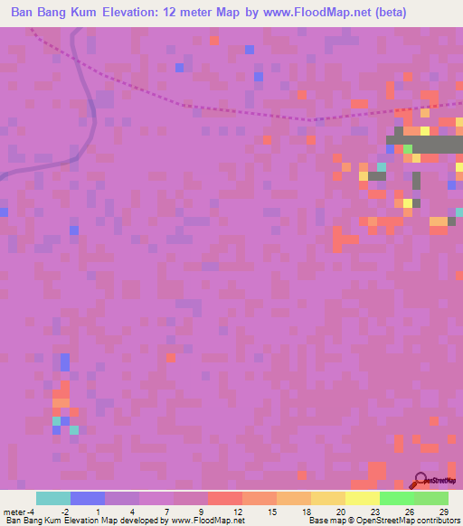 Ban Bang Kum,Thailand Elevation Map