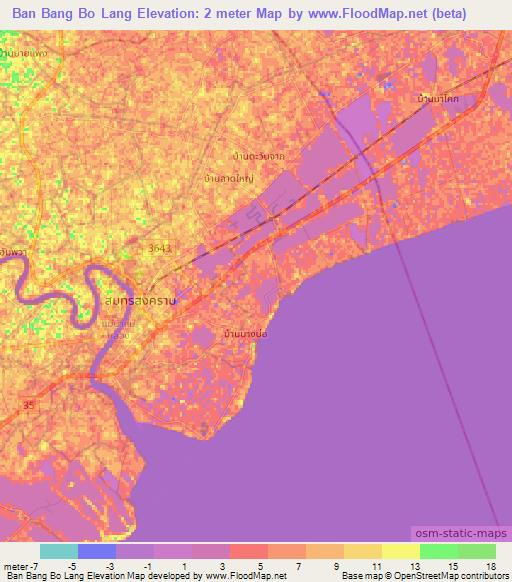 Ban Bang Bo Lang,Thailand Elevation Map