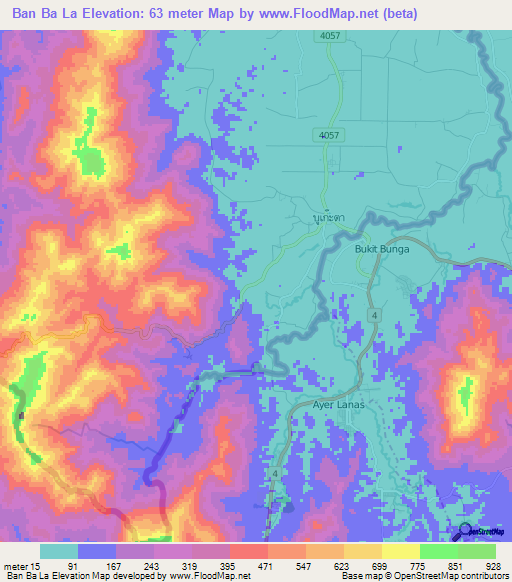 Ban Ba La,Thailand Elevation Map
