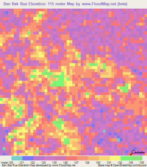 Ban Bak Rua,Thailand Elevation Map