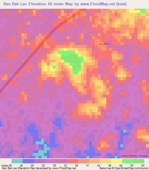 Ban Bak Lao,Thailand Elevation Map