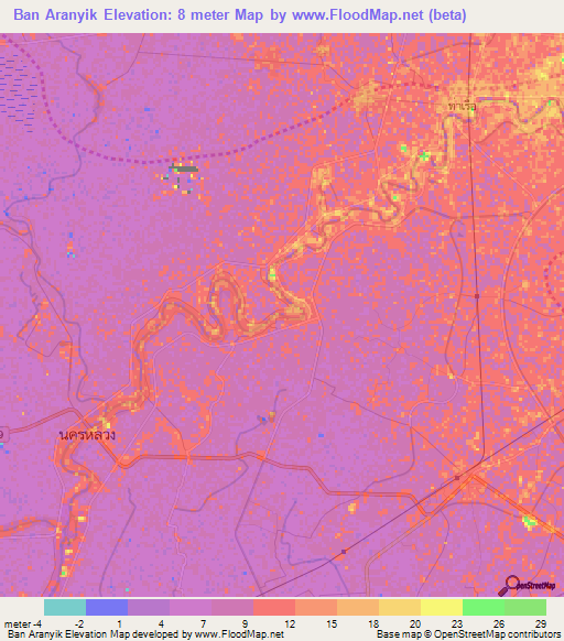 Ban Aranyik,Thailand Elevation Map