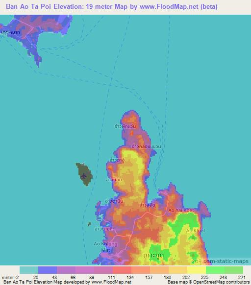 Ban Ao Ta Poi,Thailand Elevation Map