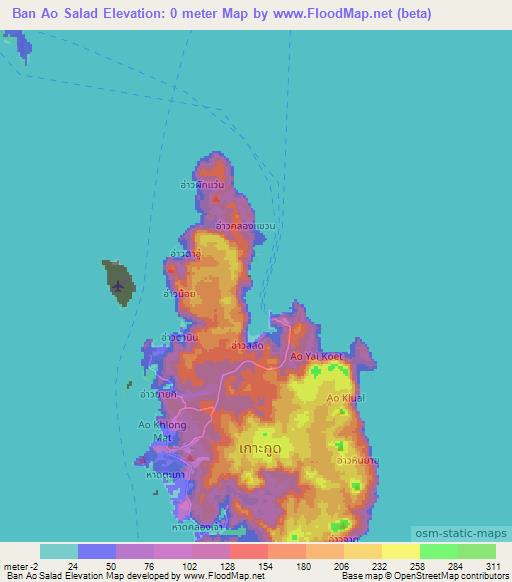 Ban Ao Salad,Thailand Elevation Map