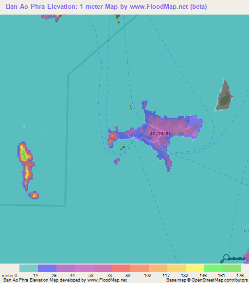 Ban Ao Phra,Thailand Elevation Map