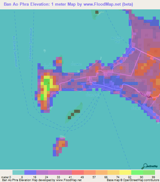 Ban Ao Phra,Thailand Elevation Map