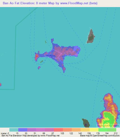 Ban Ao Fat,Thailand Elevation Map
