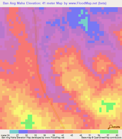Ban Ang Maha,Thailand Elevation Map