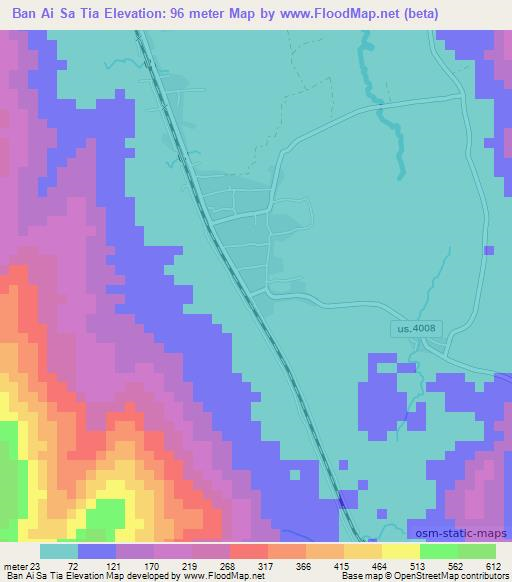 Ban Ai Sa Tia,Thailand Elevation Map