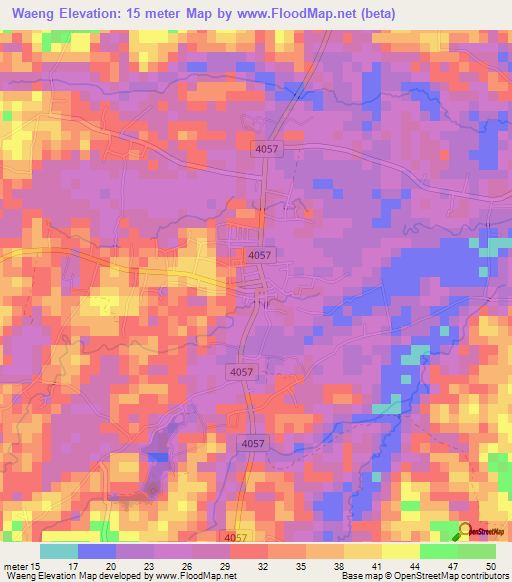 Waeng,Thailand Elevation Map