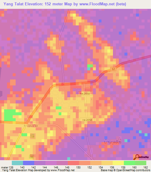 Yang Talat,Thailand Elevation Map