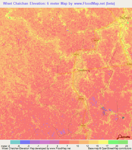 Wiset Chaichan,Thailand Elevation Map