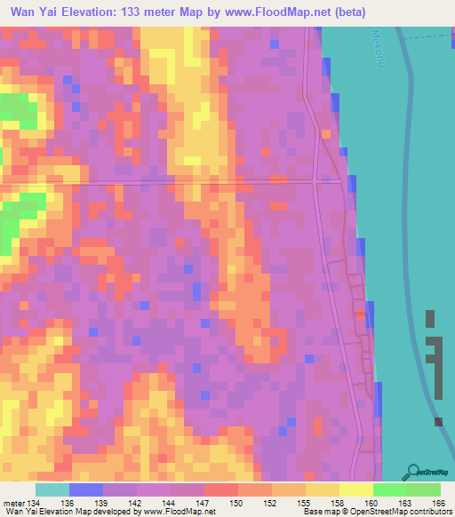 Wan Yai,Thailand Elevation Map