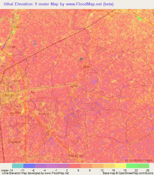 Uthai,Thailand Elevation Map
