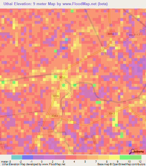 Uthai,Thailand Elevation Map
