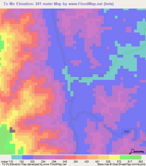 To Mo,Thailand Elevation Map