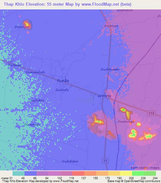 Thap Khlo,Thailand Elevation Map