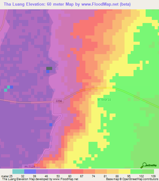 Tha Luang,Thailand Elevation Map