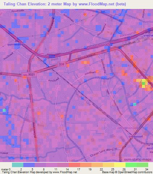 Taling Chan,Thailand Elevation Map