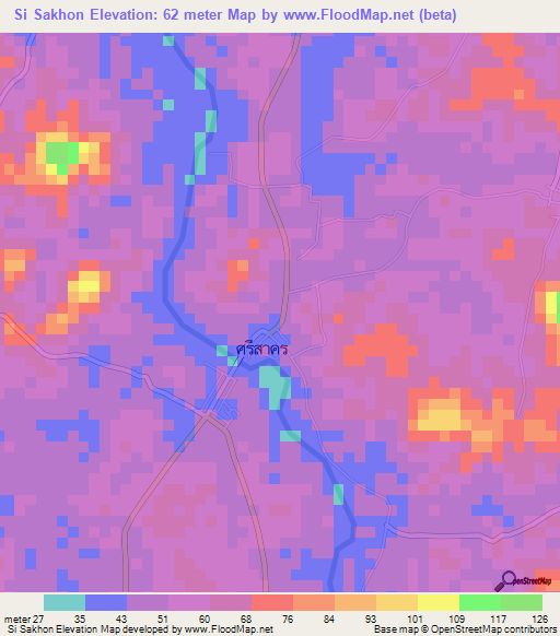 Si Sakhon,Thailand Elevation Map