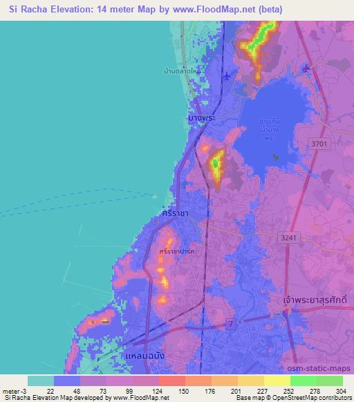 Si Racha,Thailand Elevation Map