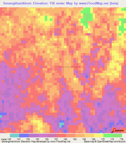 Senangkhanikhom,Thailand Elevation Map