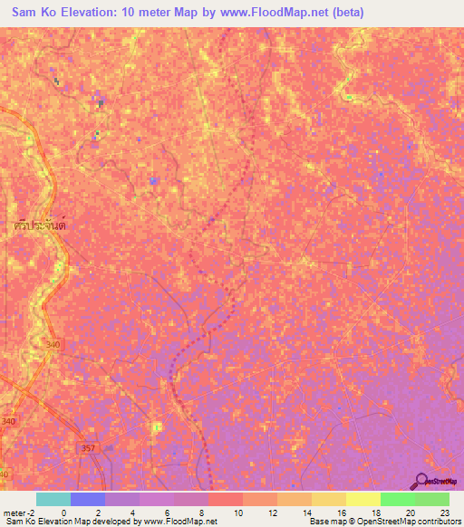 Sam Ko,Thailand Elevation Map