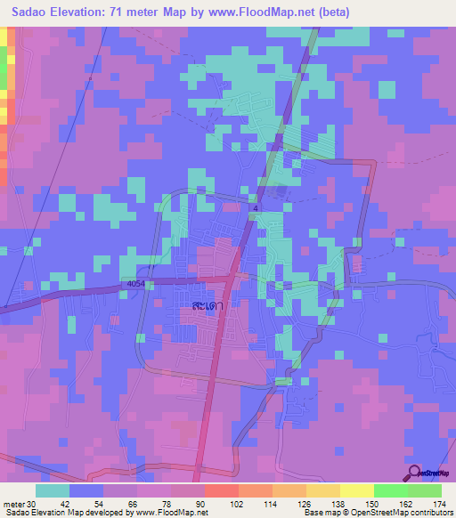 Sadao,Thailand Elevation Map