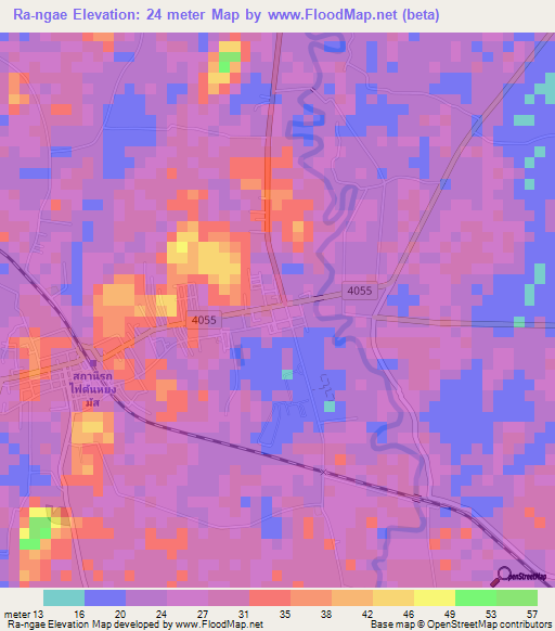 Ra-ngae,Thailand Elevation Map