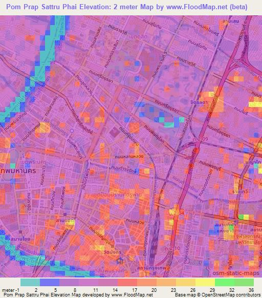 Pom Prap Sattru Phai,Thailand Elevation Map