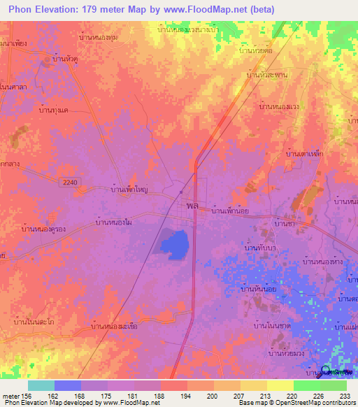 Phon,Thailand Elevation Map