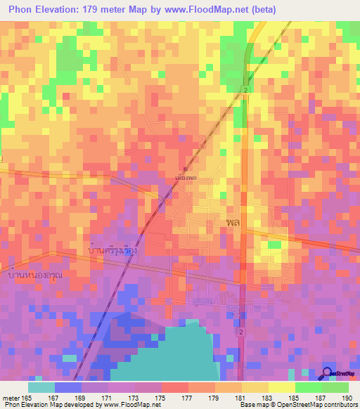 Phon,Thailand Elevation Map