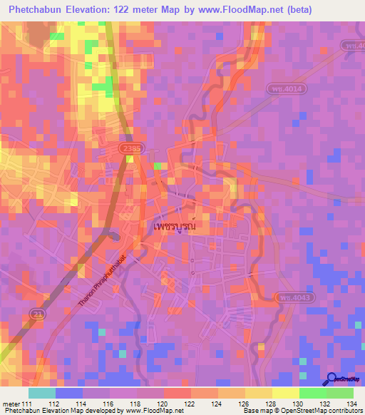 Phetchabun,Thailand Elevation Map