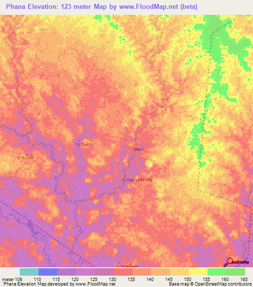 Phana,Thailand Elevation Map