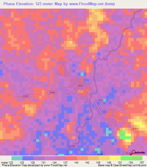 Phana,Thailand Elevation Map