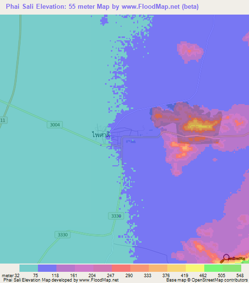 Phai Sali,Thailand Elevation Map