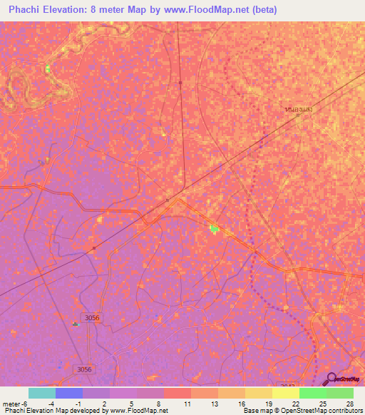 Phachi,Thailand Elevation Map